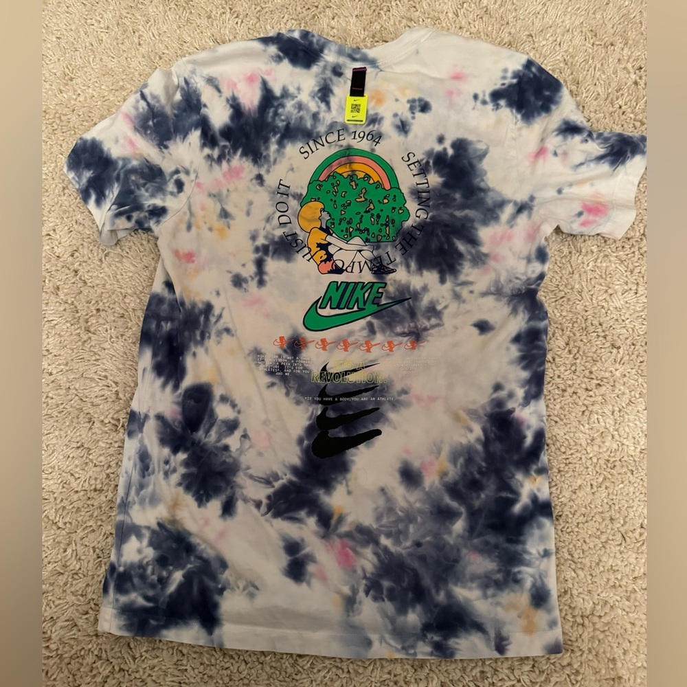 Nike Multicolor Tie-Dye Tee with Graphic Design - Size S EUC
